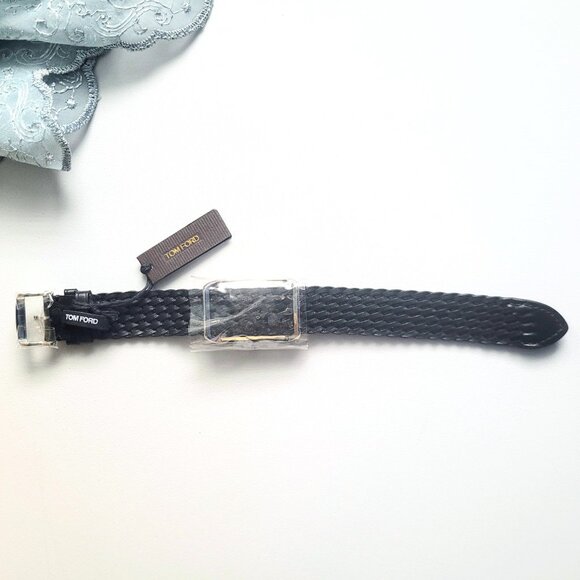 Tom Ford No.001 Watch Black Face Black Braided Leather Strap Stainless Steel New - Picture 6 of 8